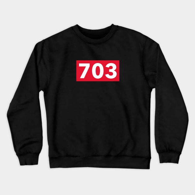 Northern Virginia bold white ‘703’ text with a red background Crewneck Sweatshirt by keeplooping